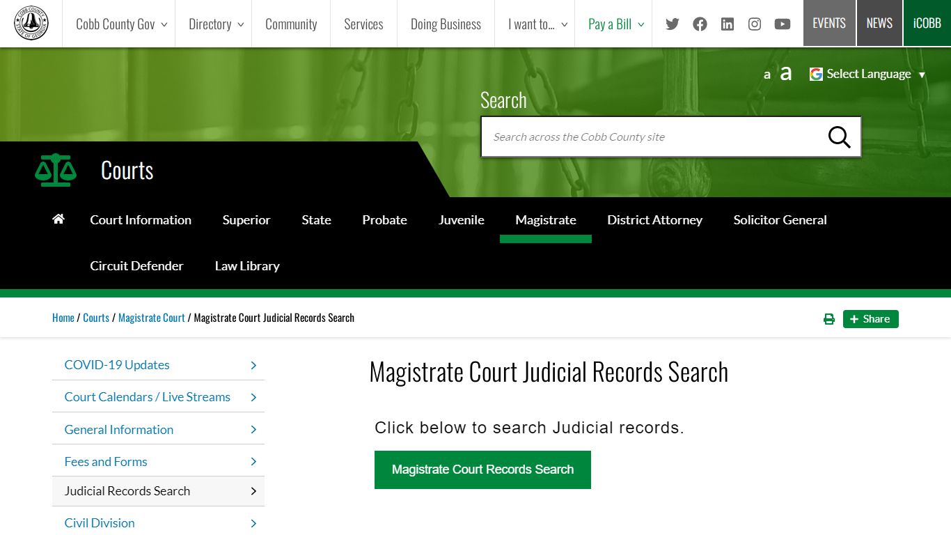 Magistrate Court Court Connect | Cobb County Georgia