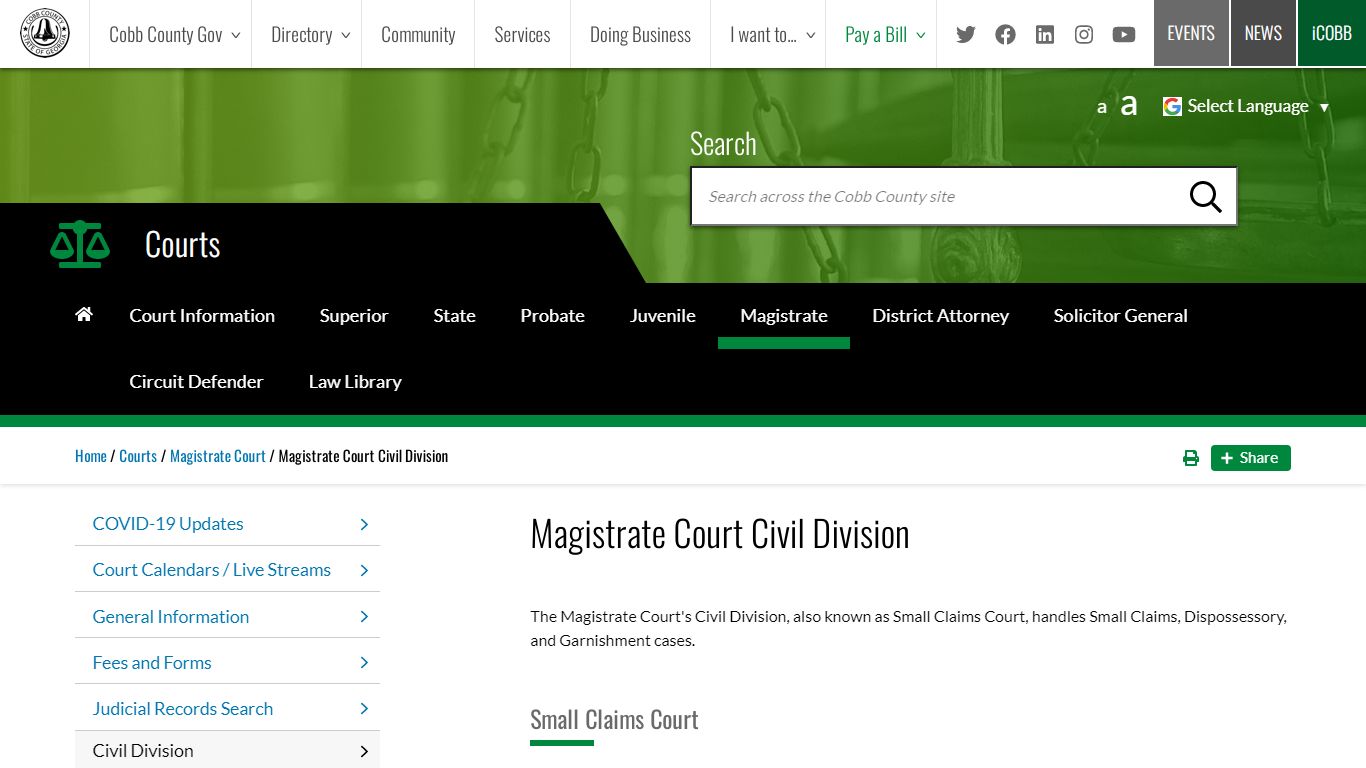 Magistrate Court Civil Division | Cobb County Georgia
