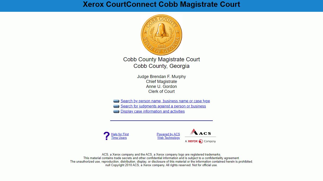 Xerox CourtConnect Cobb Magistrate Court